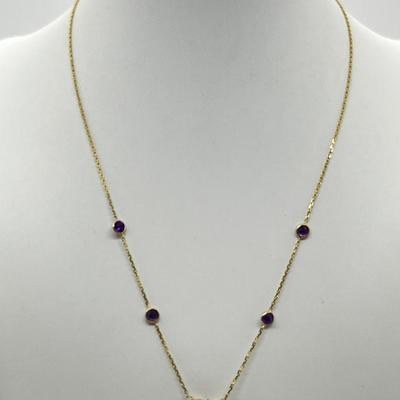 LOT 215J: 14K Yellow Gold Earrings and 16" Necklace with Beautiful Two Toned Gemstones
