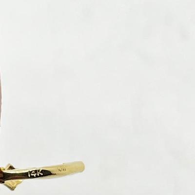 LOT 215J: 14K Yellow Gold Earrings and 16" Necklace with Beautiful Two Toned Gemstones