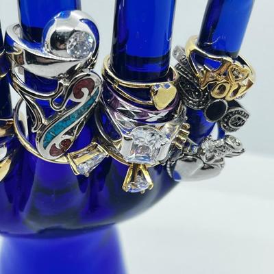 LOT 232J: Large Collection of Costume Rings Sizes 6-9