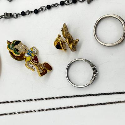 LOT 235J: Disney Jewelry Collection Including Sterling Rings Sizes 5-6-8