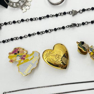 LOT 235J: Disney Jewelry Collection Including Sterling Rings Sizes 5-6-8