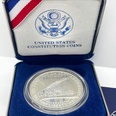 LOT 235J: 1987 US Constitution Silver Dollar Proof Coin-One Ounce .90 Silver