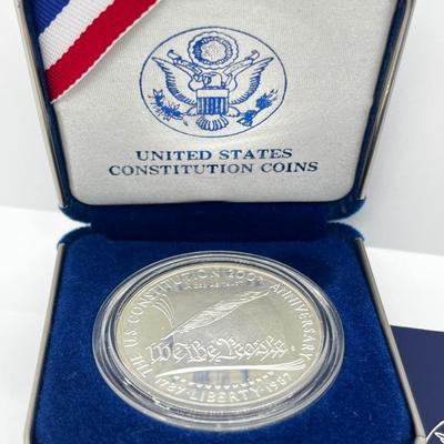 LOT 235J: 1987 US Constitution Silver Dollar Proof Coin-One Ounce .90 Silver