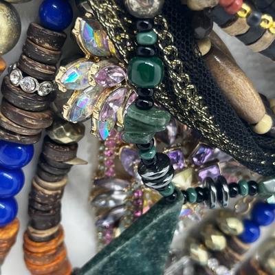 LOT 237J: Unique Funky Necklace Collection + Turquoise Beaded Bracelet