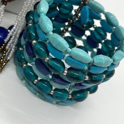 LOT 237J: Unique Funky Necklace Collection + Turquoise Beaded Bracelet