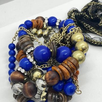 LOT 237J: Unique Funky Necklace Collection + Turquoise Beaded Bracelet