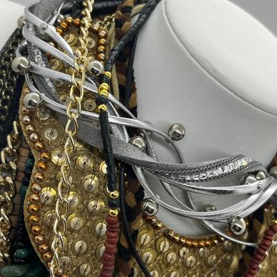 LOT 237J: Unique Funky Necklace Collection + Turquoise Beaded Bracelet