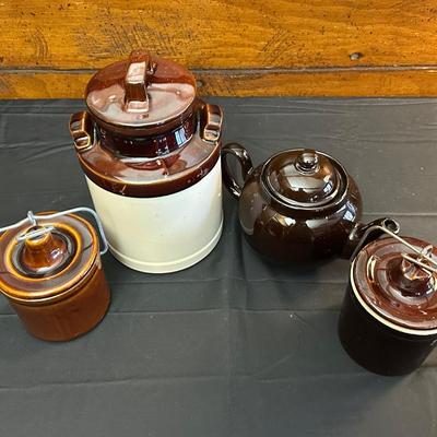 Vintage Canister, Crocks and Teapot