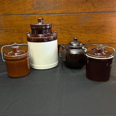 Vintage Canister, Crocks and Teapot