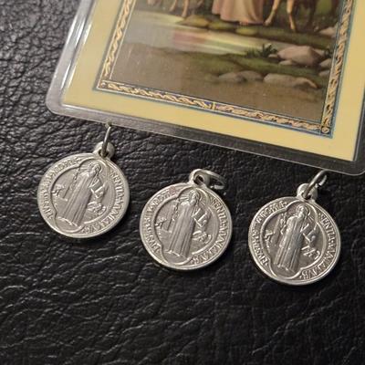 Religious Pendants (3) and Card