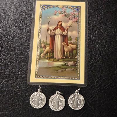 Religious Pendants (3) and Card