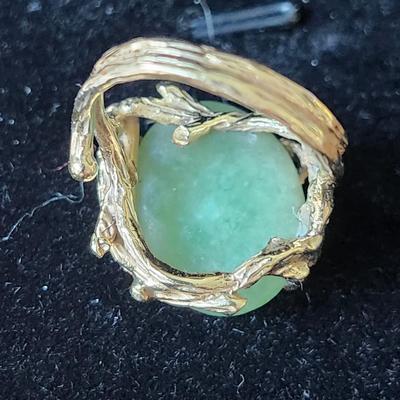 Handcrafted Jade Cabochon Ring
