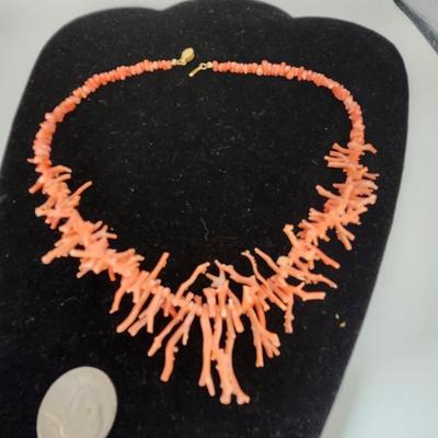 Pink Salmon branch coral choker