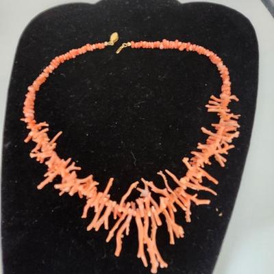 Pink Salmon branch coral choker