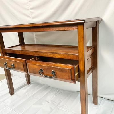 Lot P 652 Beautiful Pier 1 Imports Dual Level Console/Sofa Table with Two Drawers
