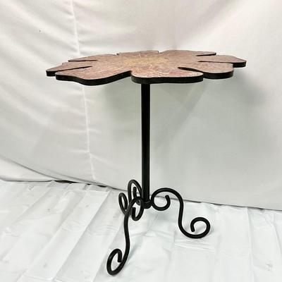 Lot P 653 Pier 1 Imports Flower/Sun Figural Side Table/Plant Stand Mosaic Tile, Wrought Iron Base