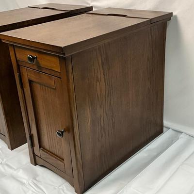 Lot P 654 Pair of Laflorn Chair Side End Tables with USB Ports & Outlets