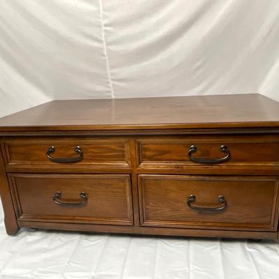 Lot P 656 Four Drawer Wooden Coffee Table with Elevating Table Top