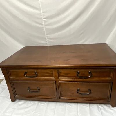 Lot P 656 Four Drawer Wooden Coffee Table with Elevating Table Top