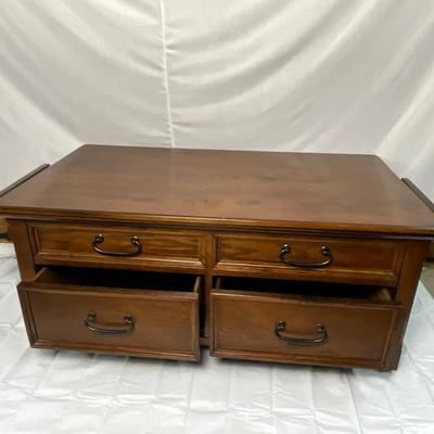 Lot P 656 Four Drawer Wooden Coffee Table with Elevating Table Top