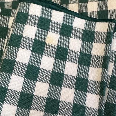 Green Checkered Placemats & Blue Green Floral Patterned Table Cover