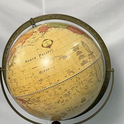 Lot P 658 Vintage The Classica from CRAM Globe with Wooden Base & Brass Details