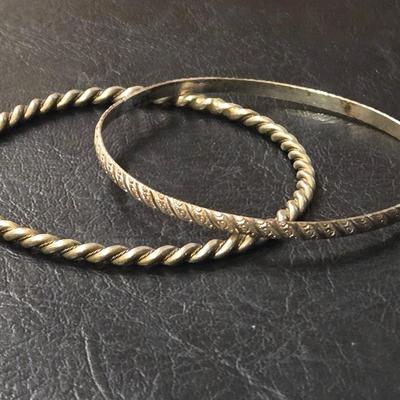 (2) Sterling Silver Bangle Bracelets