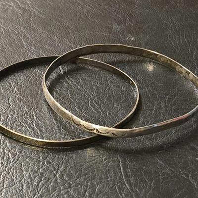 Sterling Silver Native American Bangle & Silverplate Bangle