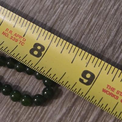 Sterling Clasp Spinach Jade Beaded Necklace