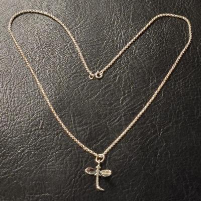 Sterling Silver Necklace with a Dragonfly Pendant