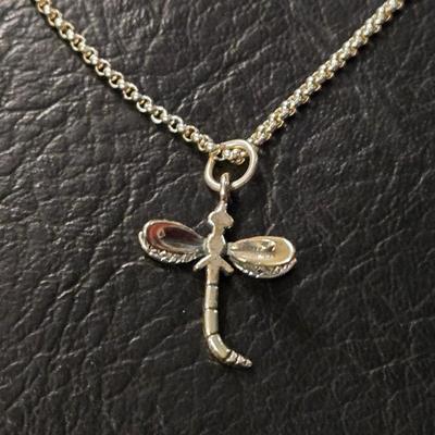 Sterling Silver Necklace with a Dragonfly Pendant
