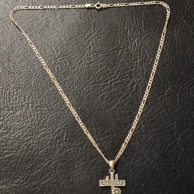 Sterling Silver Necklace with an Arizona Pendant
