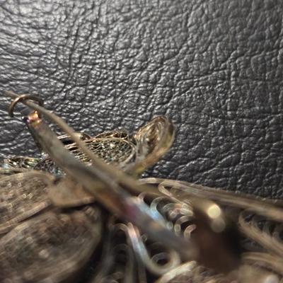 Antique Sterling Silver Large Filigree Butterfly Brooch
