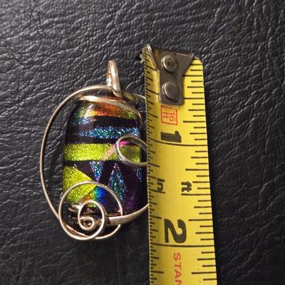 Sterling Silver Wrapped Glass Pendant