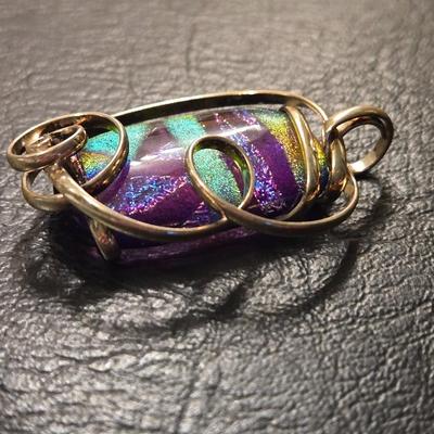 Sterling Silver Wrapped Glass Pendant