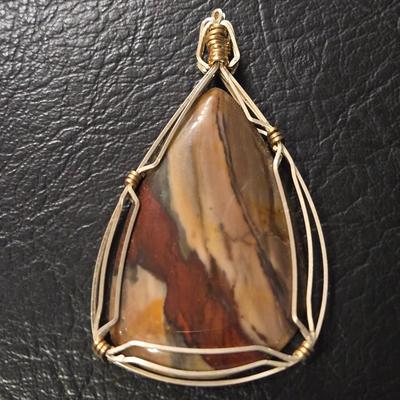 Sterling Silver Wrapped Stone Pendant