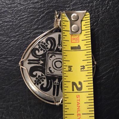 Sterling Silver Wrapped Handpainted Pendant