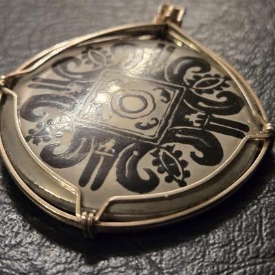 Sterling Silver Wrapped Handpainted Pendant