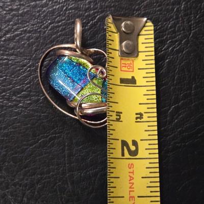 Sterling Silver Wrapped Glass Pendant