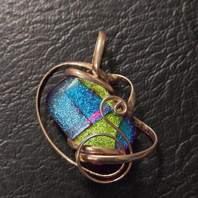 Sterling Silver Wrapped Glass Pendant