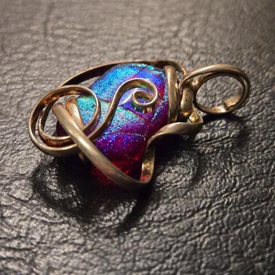 Sterling Silver Wrapped Glass Pendant