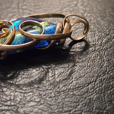 Sterling Silver Wrapped Glass Pendant