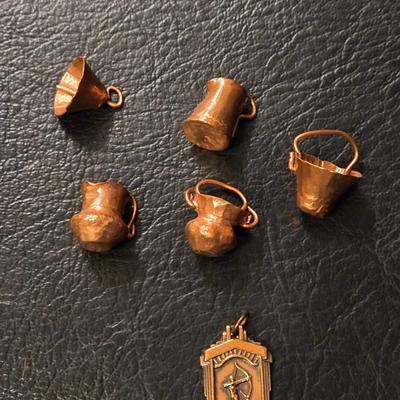 Copper Archery Pendant and Copper Vessels Charms
