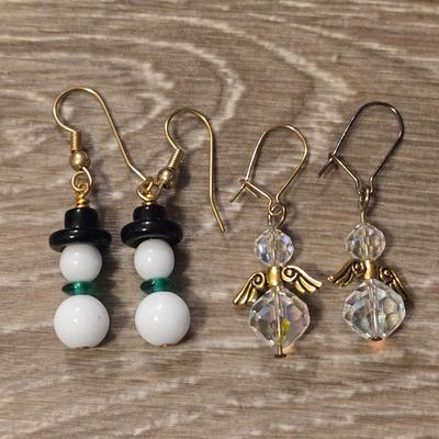 Snowman and Angel Beaded Earrings