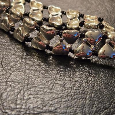 Breast Cancer Beaded Bracelet and Hearts Bracelet