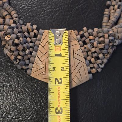 Vintage Carved Wood Tribal Necklace