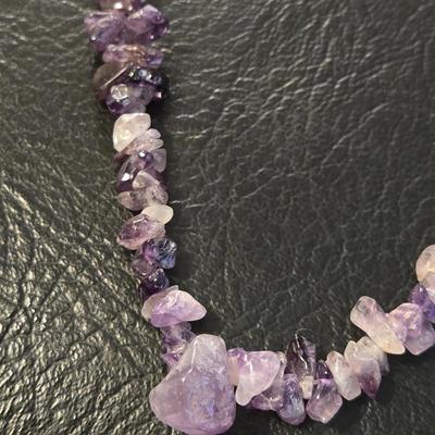 Long Amethyst Necklace & Crystal Necklace