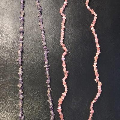 Long Amethyst and Rose Quartz Necklaces
