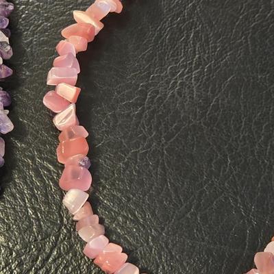 Long Amethyst and Rose Quartz Necklaces