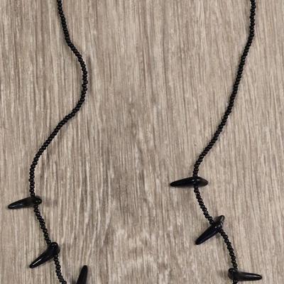 Native American Black Bead Bird Fetish Necklace